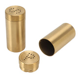 2Pcs Gold Spice Jar Stainless Steel Rustproof Screw Open Top Seasoning Shaker Bottle for Salt Sugar Pepper Paprika - Top-Down View