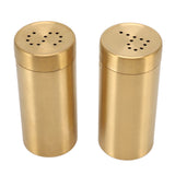 2Pcs Gold Spice Jar Stainless Steel Rustproof Screw Open Top Seasoning Shaker Bottle for Salt Sugar Pepper Paprika - Rear View