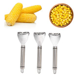 3pcs Stainless Steel Corn Cutter Peeler Safe Quick Clean Comfortable Grip Corn Thresher Planer Cutter for Kitchen