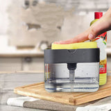 Dish Soap Dispenser Press Design Automatically Liquid Dispenser Box Sponge Holder Soap Dispenser for Home Kitchen Grey - Front View