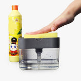 Dish Soap Dispenser Press Design Automatically Liquid Dispenser Box Sponge Holder Soap Dispenser for Home Kitchen Grey - 45-Degree Angle