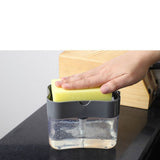Dish Soap Dispenser Press Design Automatically Liquid Dispenser Box Sponge Holder Soap Dispenser for Home Kitchen Grey