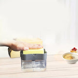 Dish Soap Dispenser Press Design Automatically Liquid Dispenser Box Sponge Holder Soap Dispenser for Home Kitchen Grey - Extra Image