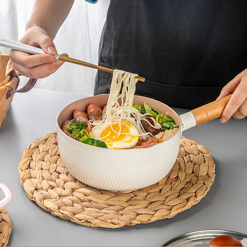 Japanese Style Saucepan Nonstick Milk Noodle Soup Sauce Pan Baby Food Cooking Pot White 18cm