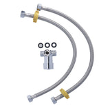 G1/2 Thread Thermostatic Mixer Valve Stainless Steel Hot Cold Water Mixing Tempered Valve with Dual Hoses for Pedal Control Tap