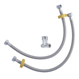 G1/2 Thread Thermostatic Mixer Valve Stainless Steel Hot Cold Water Mixing Tempered Valve with Dual Hoses for Pedal Control Tap - Side View