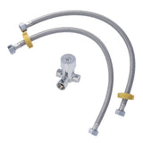G1/2 Thread Thermostatic Mixer Valve Stainless Steel Hot Cold Water Mixing Tempered Valve with Dual Hoses for Pedal Control Tap