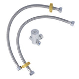 G1/2 Thread Thermostatic Mixer Valve Stainless Steel Hot Cold Water Mixing Tempered Valve with Dual Hoses for Pedal Control Tap