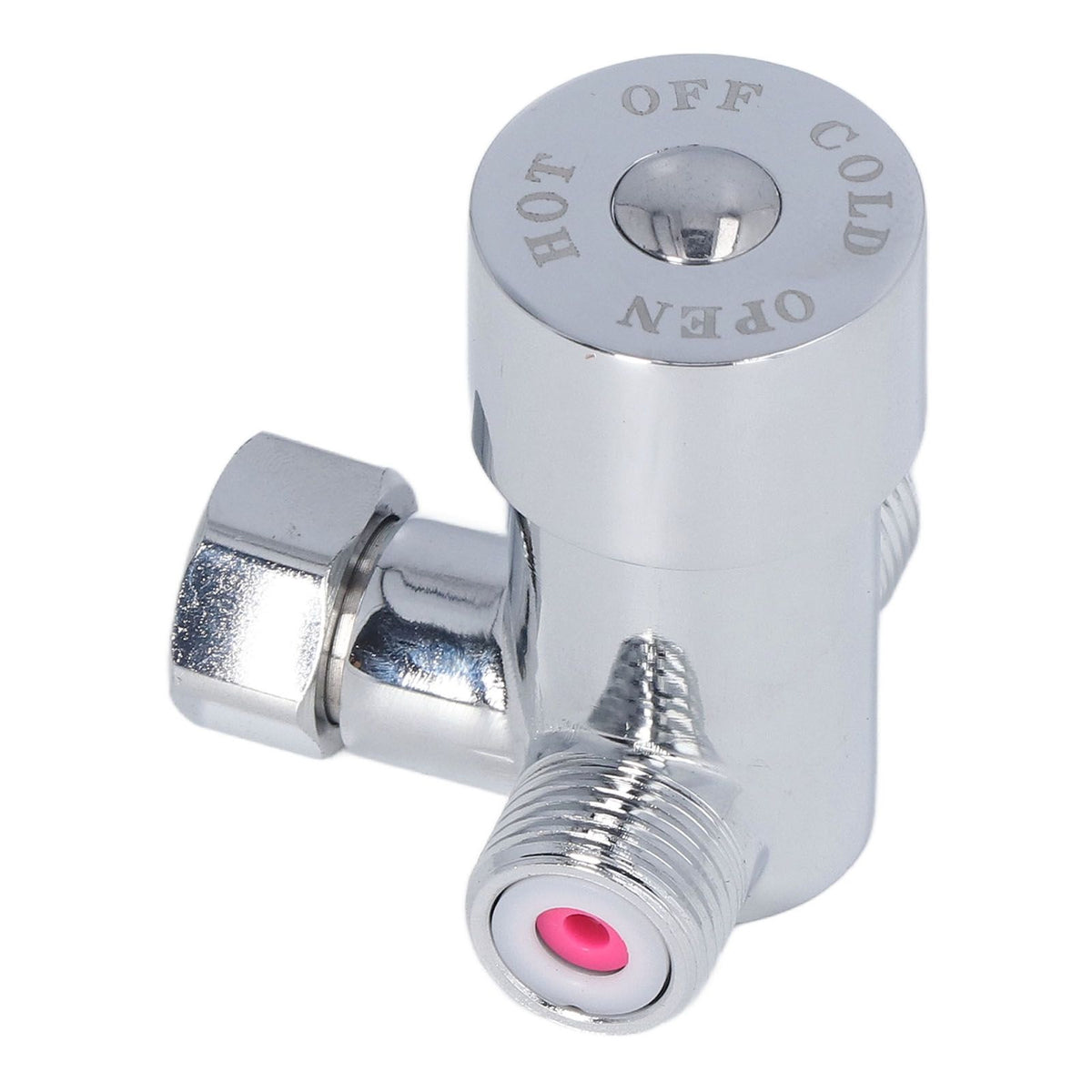 G1/2 Thread Thermostatic Mixer Valve Stainless Steel Hot Cold Water Mixing Tempered Valve with Dual Hoses for Pedal Control Tap