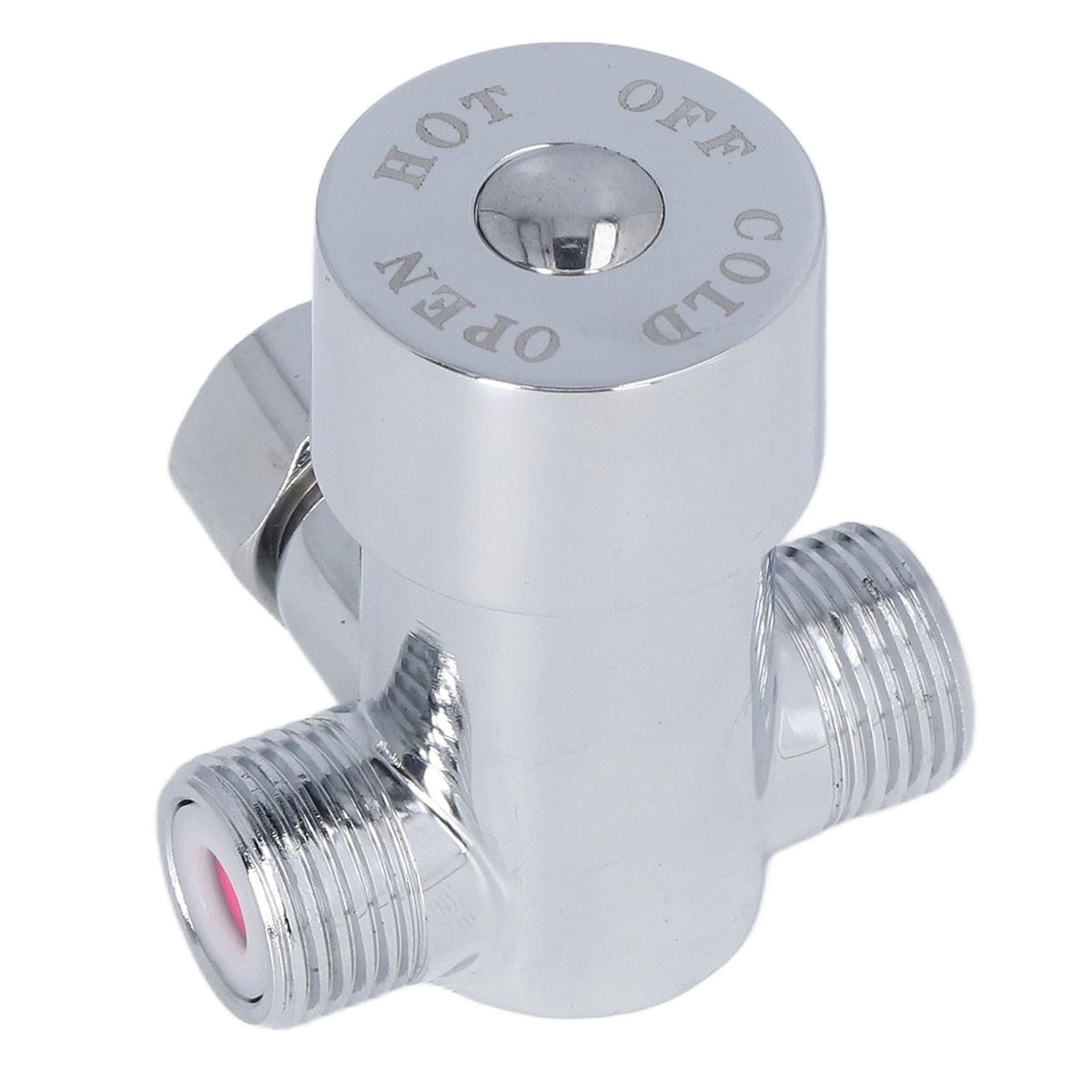 G1/2 Thread Thermostatic Mixer Valve Stainless Steel Hot Cold Water Mixing Tempered Valve with Dual Hoses for Pedal Control Tap