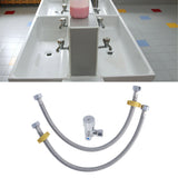 G1/2 Thread Thermostatic Mixer Valve Stainless Steel Hot Cold Water Mixing Tempered Valve with Dual Hoses for Pedal Control Tap