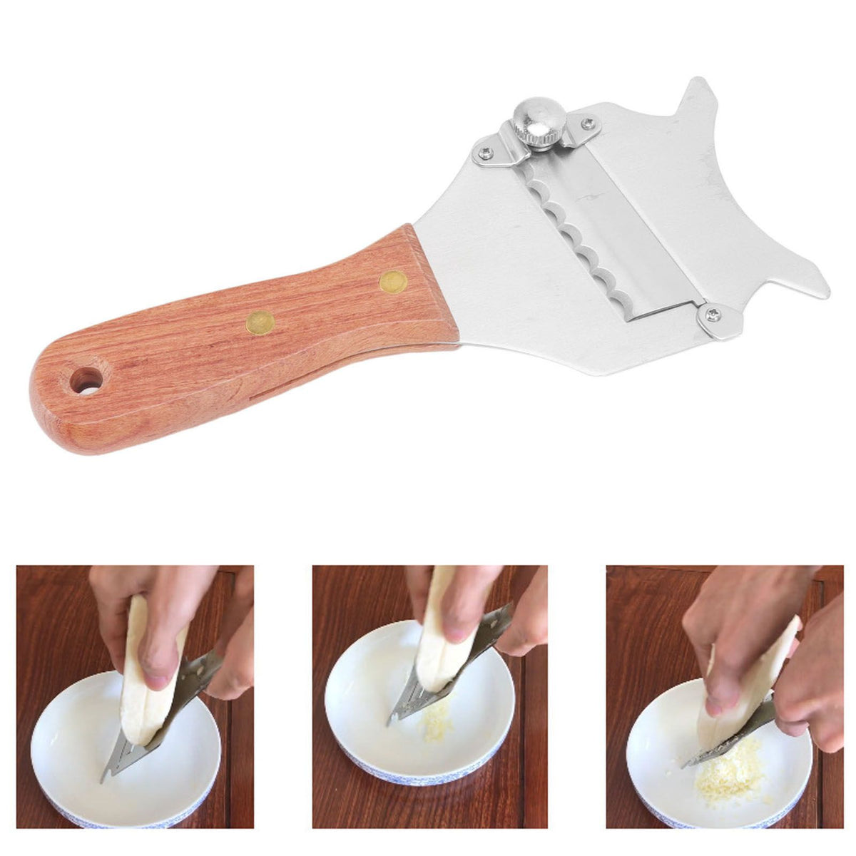 Truffle Grater Wavy Blade Wooden Handle Stainless Steel Hand Plane Cheese Grater Cutter for Chocolate