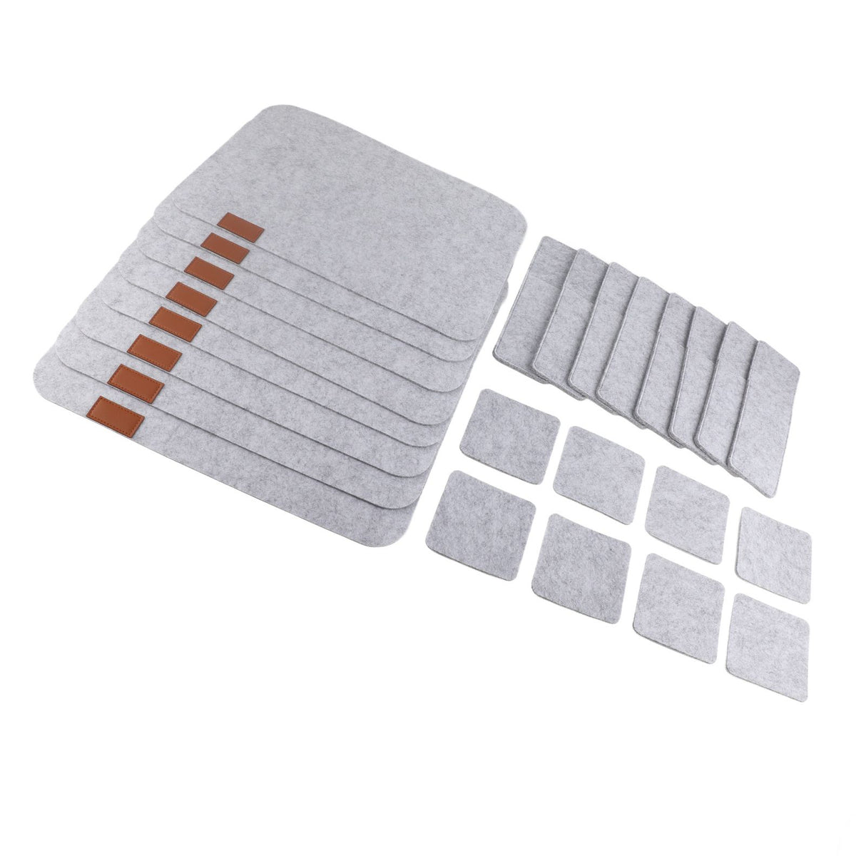 Placemat Cup Mat Set Felt Heat Insulation with Fork Bag Tableware Mat for Home Kitchen Light Gray