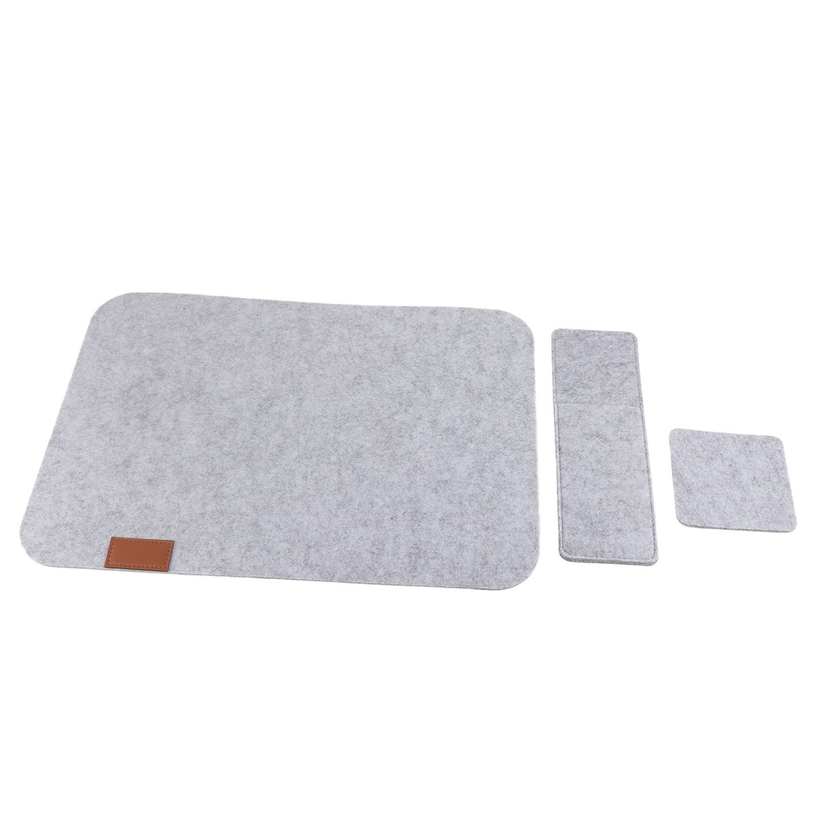 Placemat Cup Mat Set Felt Heat Insulation with Fork Bag Tableware Mat for Home Kitchen Light Gray