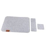 Placemat Cup Mat Set Felt Heat Insulation with Fork Bag Tableware Mat for Home Kitchen Light Gray