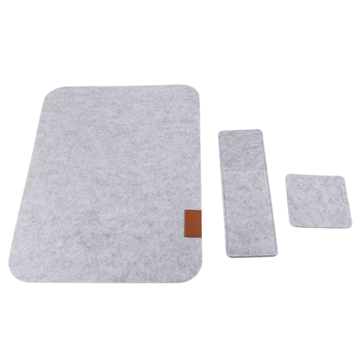 Placemat Cup Mat Set Felt Heat Insulation with Fork Bag Tableware Mat for Home Kitchen Light Gray