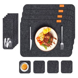 Placemat Cup Mat Set Felt Heat Insulation with Fork Bag Tableware Mat for Home Kitchen Dark Gray