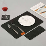 Placemat Cup Mat Set Felt Heat Insulation with Fork Bag Tableware Mat for Home Kitchen Dark Gray