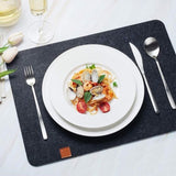 Placemat Cup Mat Set Felt Heat Insulation with Fork Bag Tableware Mat for Home Kitchen Dark Gray