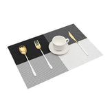 8pcs Placemats Easy Cleaning PVC Material Waterproof Black White Plaid Pattern Dining Placemats for Hotel