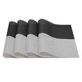 8pcs Placemats Easy Cleaning PVC Material Waterproof Black White Plaid Pattern Dining Placemats for Hotel - Front View