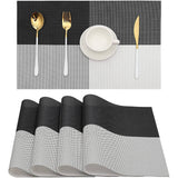 8pcs Placemats Easy Cleaning PVC Material Waterproof Black White Plaid Pattern Dining Placemats for Hotel - Side View
