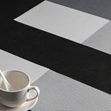 8pcs Placemats Easy Cleaning PVC Material Waterproof Black White Plaid Pattern Dining Placemats for Hotel - 45-Degree Angle