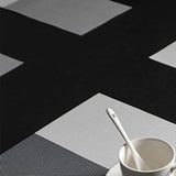 8pcs Placemats Easy Cleaning PVC Material Waterproof Black White Plaid Pattern Dining Placemats for Hotel