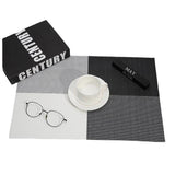 8pcs Placemats Easy Cleaning PVC Material Waterproof Black White Plaid Pattern Dining Placemats for Hotel