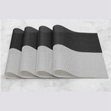 8pcs Placemats Easy Cleaning PVC Material Waterproof Black White Plaid Pattern Dining Placemats for Hotel