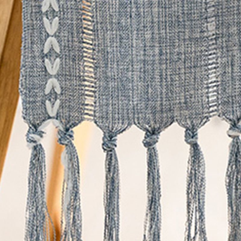 Retro Table Runner Elegant Hand Woven Cotton Linen Dining Table Runner with Tassels for Wedding Home Cross Blue