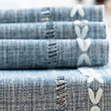 Retro Table Runner Elegant Hand Woven Cotton Linen Dining Table Runner with Tassels for Wedding Home Cross Blue - 45-Degree Angle