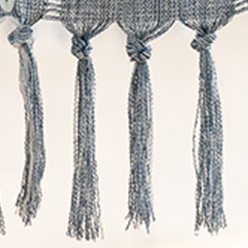 Retro Table Runner Elegant Hand Woven Cotton Linen Dining Table Runner with Tassels for Wedding Home Cross Blue