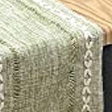 Retro Table Runner Elegant Hand Woven Cotton Linen Dining Table Runner with Tassels for Wedding Home Cross Green