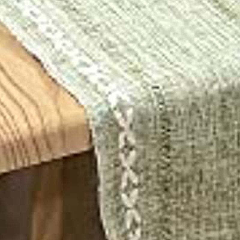 Retro Table Runner Elegant Hand Woven Cotton Linen Dining Table Runner with Tassels for Wedding Home Cross Green