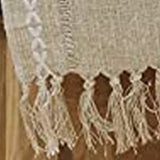 Retro Table Runner Elegant Hand Woven Cotton Linen Dining Table Runner with Tassels for Wedding Home Cross Yellow