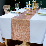Sequin Table Runner 30x300cm Shiny Exquisite Decorative 3mm Sequins Table Runner for Parties Banquets Rose Gold - Front View