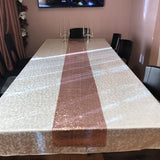 Sequin Table Runner 30x300cm Shiny Exquisite Decorative 3mm Sequins Table Runner for Parties Banquets Rose Gold - Side View