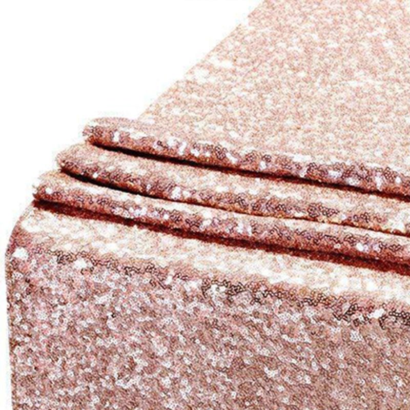 Sequin Table Runner 30x300cm Shiny Exquisite Decorative 3mm Sequins Table Runner for Parties Banquets Rose Gold