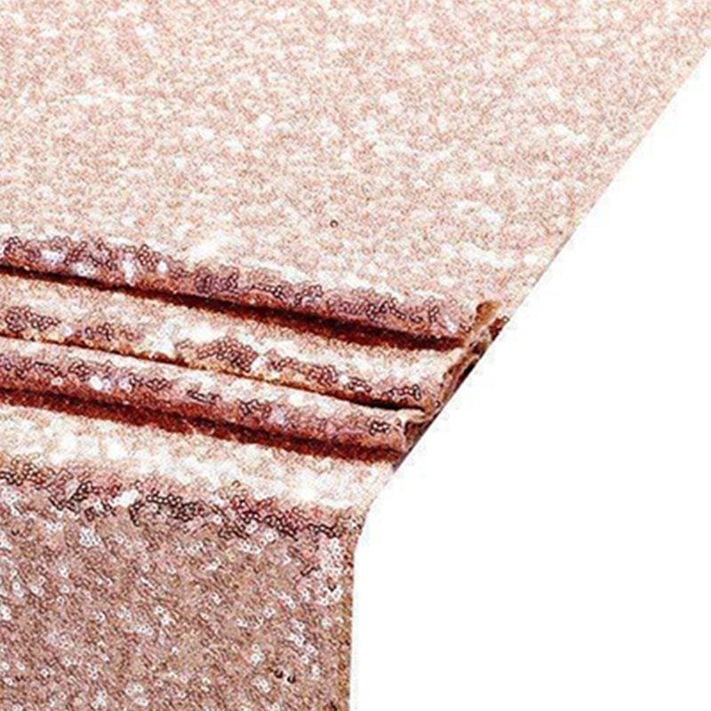 Sequin Table Runner 30x300cm Shiny Exquisite Decorative 3mm Sequins Table Runner for Parties Banquets Rose Gold
