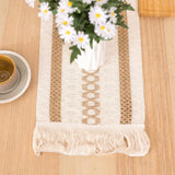 Table Runner Cotton Linen Splicing Wedding Party Table Runner with Tassels Wedding Party Decoration 30x180cm