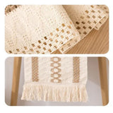 Table Runner Cotton Linen Splicing Wedding Party Table Runner with Tassels Wedding Party Decoration 30x180cm