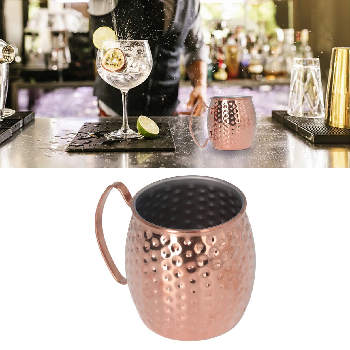 Moscow Mule Mug Exquisite 304 Stainless Steel 500ml Large Capacity Cocktail Mug for Bars Hotels Restaurants Rose Gold