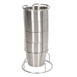 Stainless Steel Camping Cup Set of 4 Double Layer Coffee Mugs with Stand Holder Stackable Outdoor Cups for Picnic - Extra Image