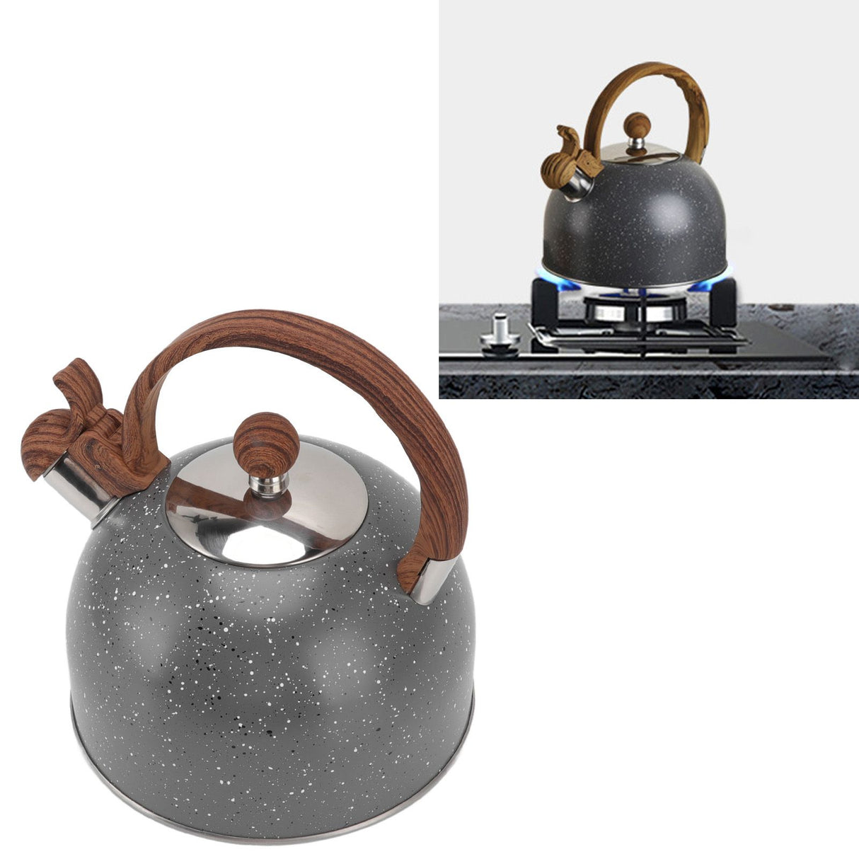 Whistling Kettle 2.5L Capacity Stainless Steel Stovetop Teapot for Water Boiling Grey