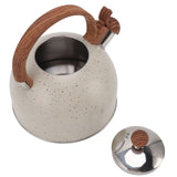 Whistling Kettle 2.5L Capacity Stainless Steel Stovetop Teapot for Water Boiling Beige - Close-Up Angle
