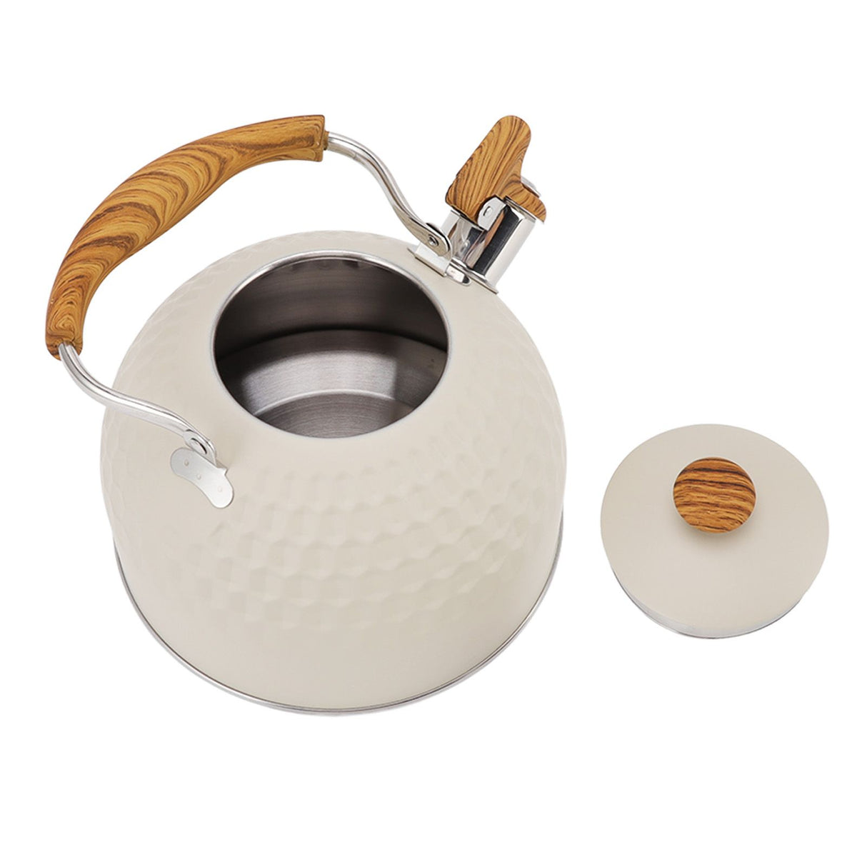 Whistling Kettle 2.5L Stainless Steel Efficient Uniform Heating Stovetop Whistling Tea Pot with Heat Insulation Handle