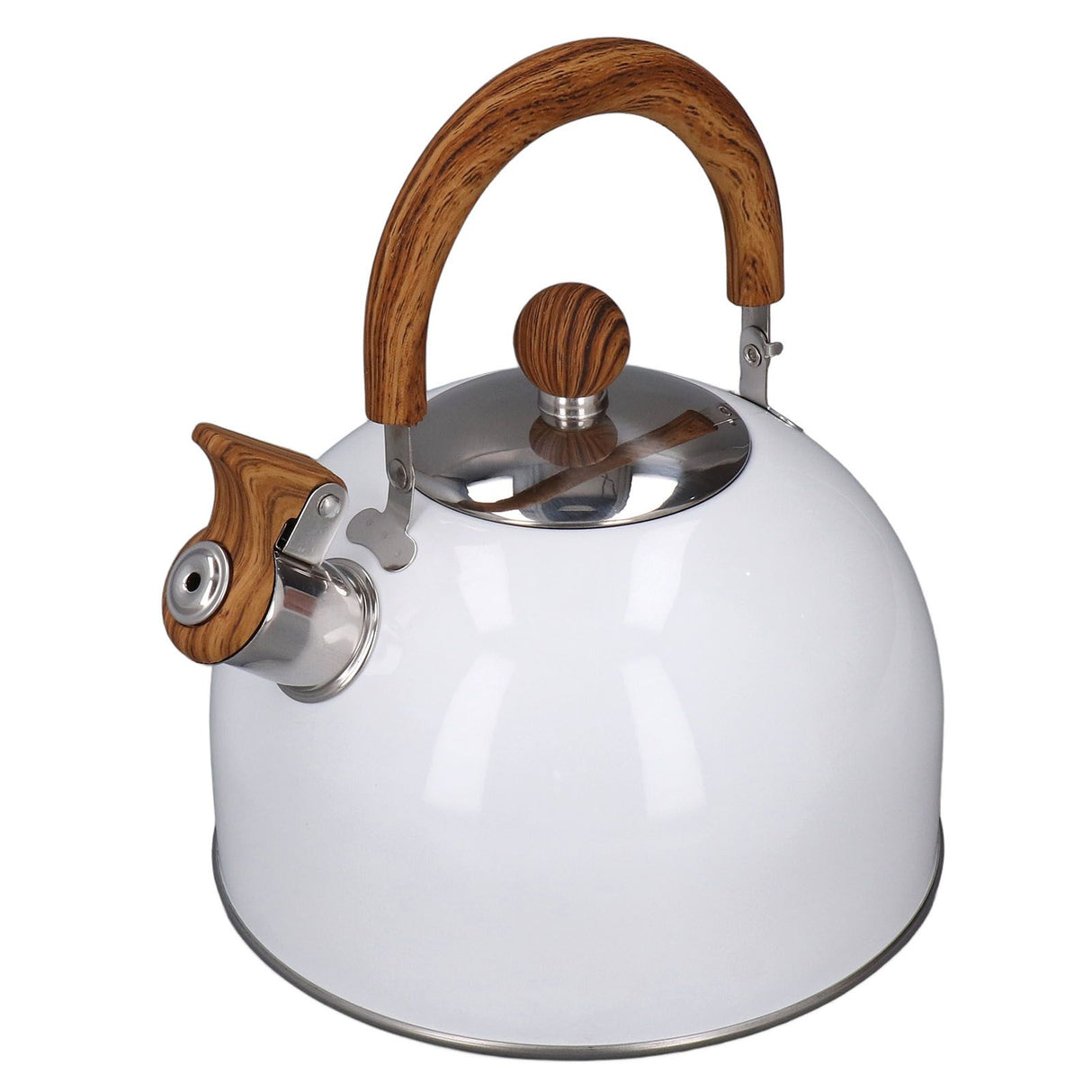 Whistling Kettle 2.5L Capacity White 304 Stainless Steel Fast Heating Ergonomic Handle Home Whistling Kettle
