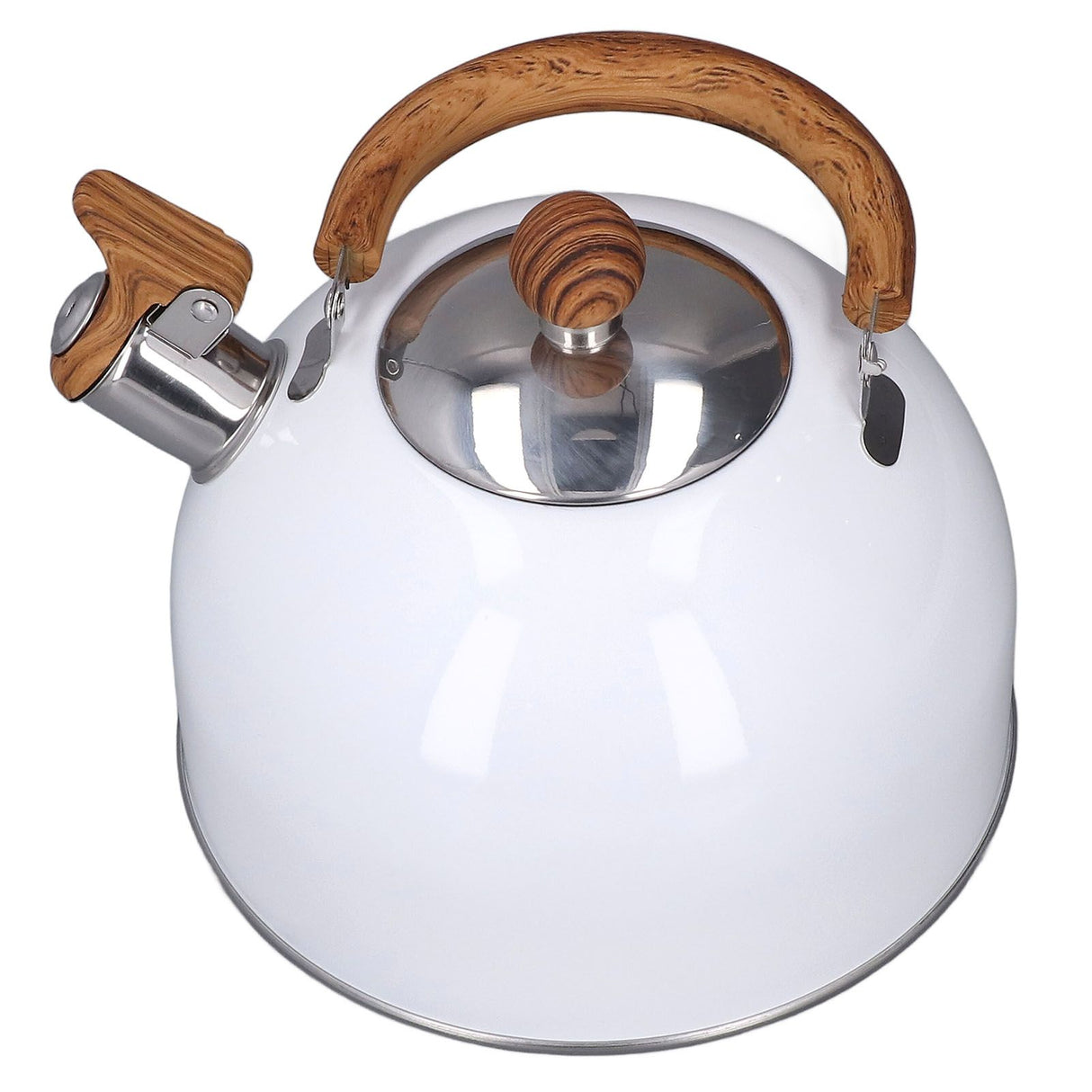 Whistling Kettle 2.5L Capacity White 304 Stainless Steel Fast Heating Ergonomic Handle Home Whistling Kettle
