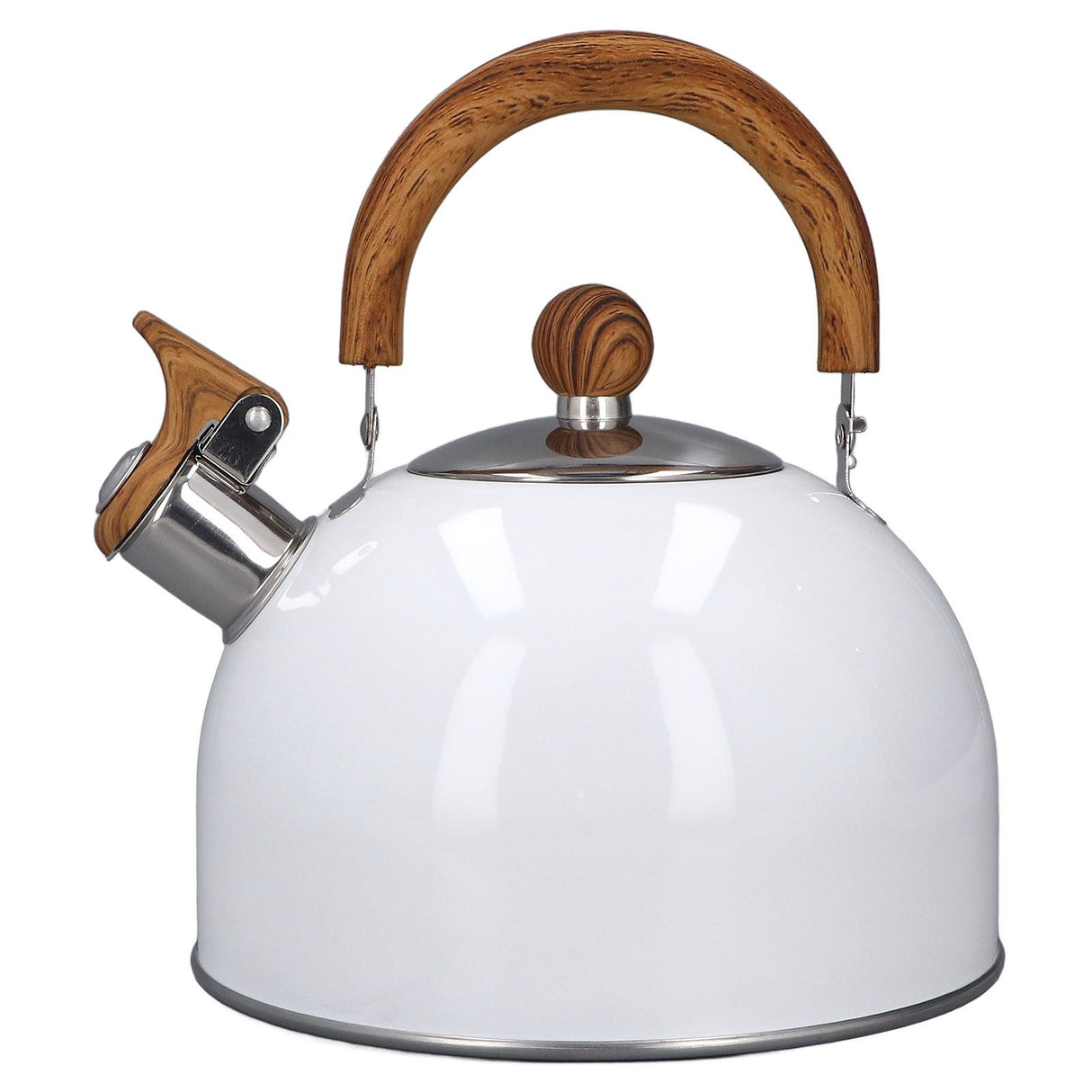 Whistling Kettle 2.5L Capacity White 304 Stainless Steel Fast Heating Ergonomic Handle Home Whistling Kettle